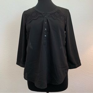 American Eagle Black Sheer and Lace Top